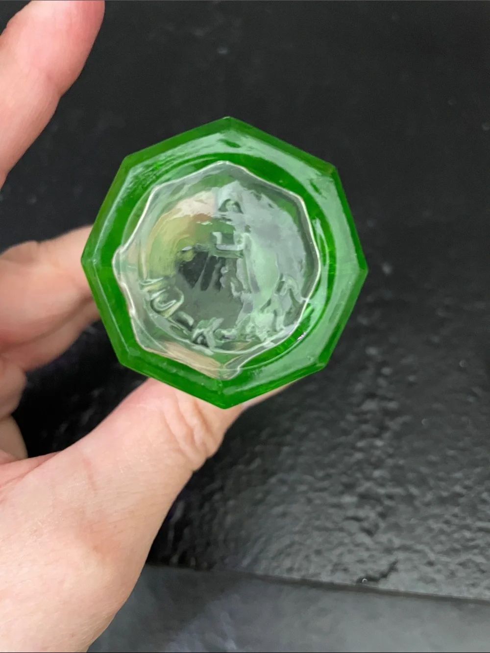 Anchor Hocking Vintage Uranium/Vaseline Green Glass Salt Shaker with Metal Lid